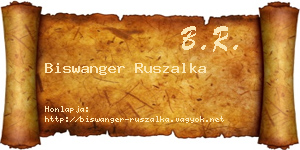 Biswanger Ruszalka névjegykártya